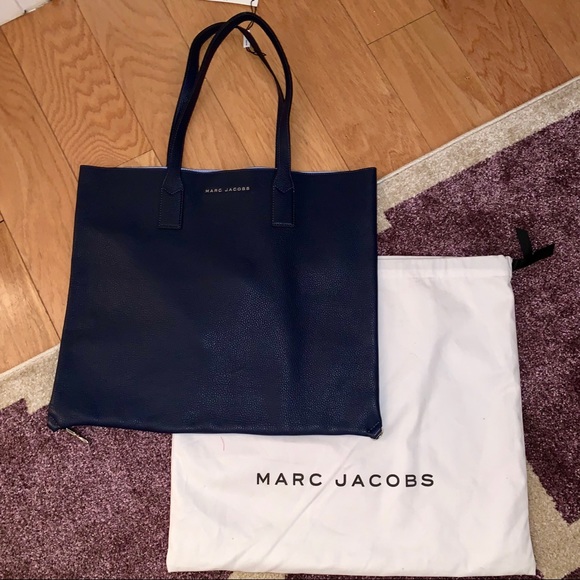 Marc Jacobs Wingman Leather Navy Blue Rectangle Tote - Picture 6 of 9